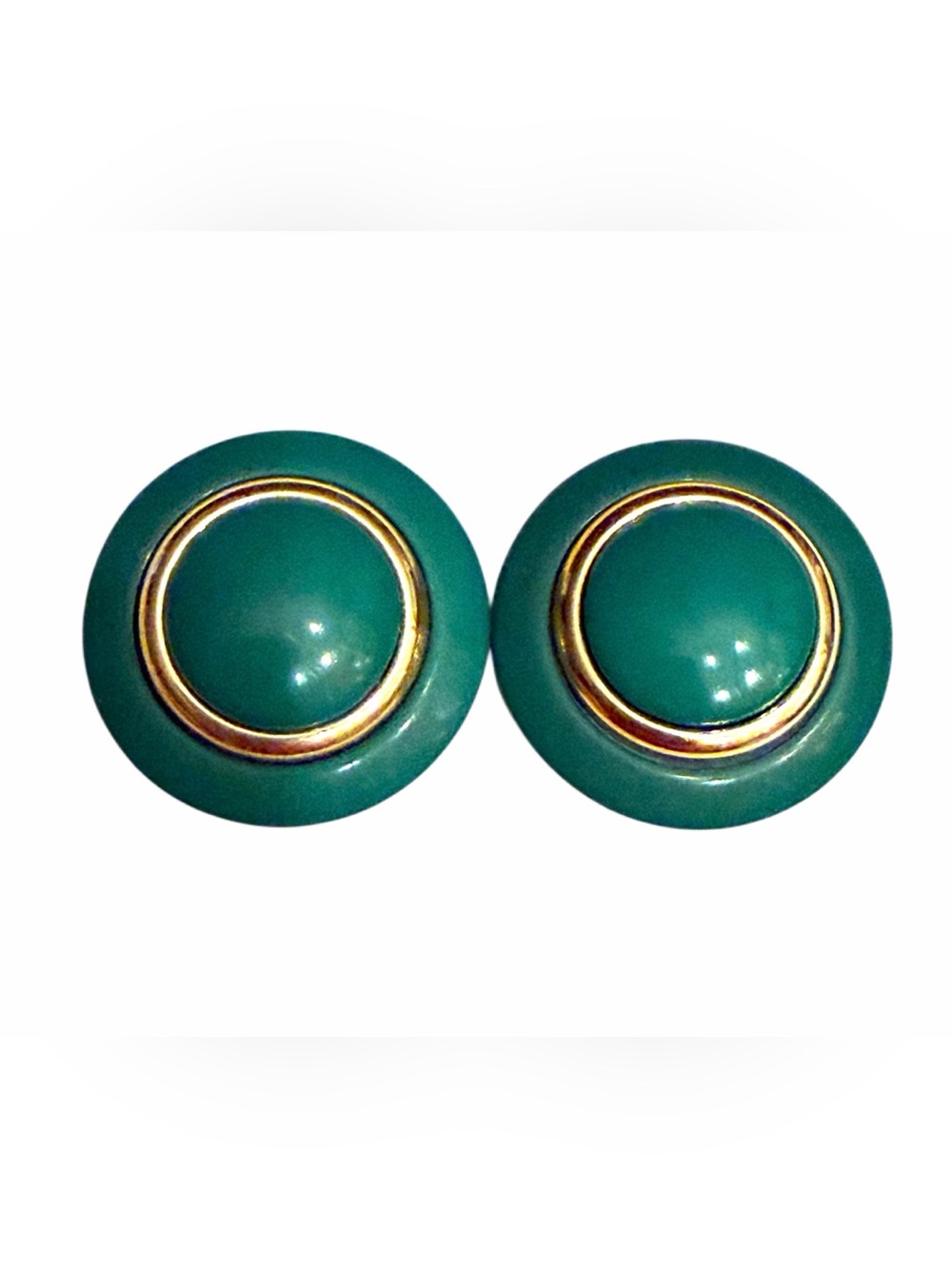Vintage Green Gold Circle Earrings